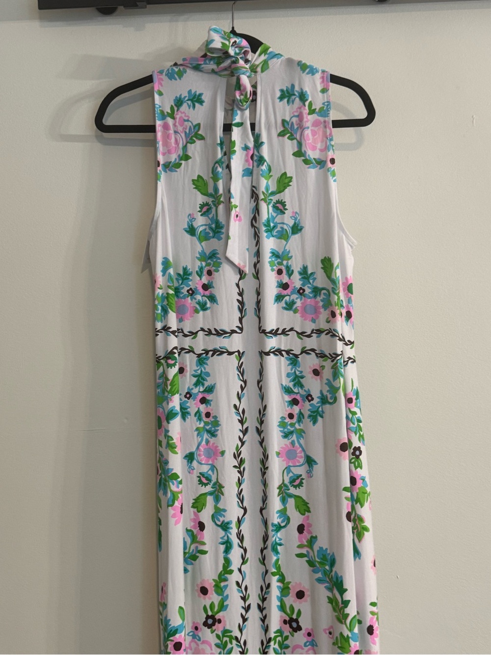 Lilly Pulitzer White Sleeveless Midi Dress with Pink & Green Floral Print